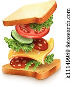 exploded view of sandwich ingredients exploded view of sandwich ingredients