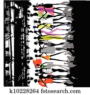 exposição moda, torcida, vetorial