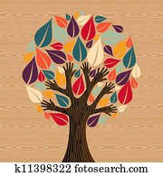 extracto, diversidad, árbol, manos