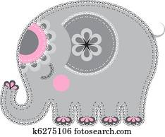Fabric animal cutout. Elephant Fabric animal cutout. Elephant
