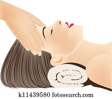 Face Massage, Head Massage, Hands massaging female face, spa