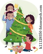 familie kerstmis, boompje