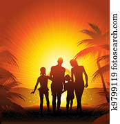 familie, på stranden