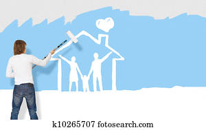 Family and home symbol on the wall Family and home symbol on the wall