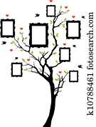family tree with frames, vector