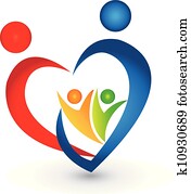 Family union in a heart shape logo