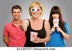 Family Watching 3d Film