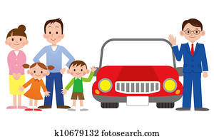 Family with a car salesman