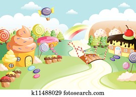 fantasie, süsse nahrung, land fantasie, süsse nahrung, land