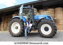 Farmer with his tractor Farmer with his tractor