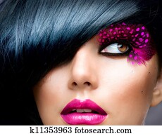 Fashion Brunette Model Portrait. Hairstyle 