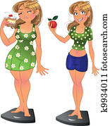Fat before and slim after woman
