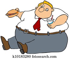 Fat man eating junk food Fat man eating junk food