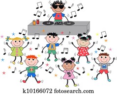 felfordulás etnikai, gyerekek, tánc, disco