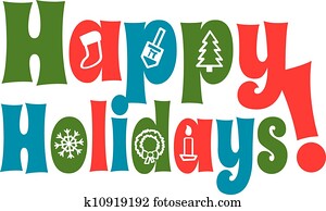 feliz, feriados, com, ícones