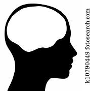 Female Head Silhouette With Brain Area Female Head Silhouette With Brain Area