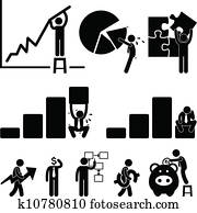 finanzas del negocio, gráfico, empleado