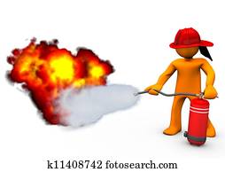 Fireman Extinguisher Fire Fireman Extinguisher Fire