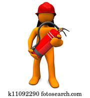 Fireman With Extinguisher Fireman With Extinguisher