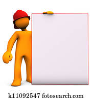 Fireman With Noticeboard Fireman With Noticeboard