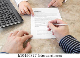 firma, un, contrato