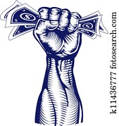 Fist holding up money
