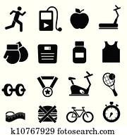 Fitness, health and diet icons Fitness, health and diet icons