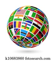 flaggen, globe., afrika. flaggen, globe., afrika.