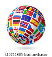 flaggen, globe., europe. flaggen, globe., europe.