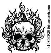 Flaming Skull Graphic Vector Image Flaming Skull Graphic Vector Image