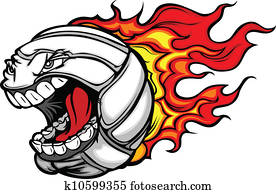 Flaming Volleyball Ball Screaming Face Vector Cartoon Flaming Volleyball Ball Screaming Face Vector Cartoon