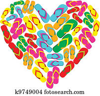 Flip flops in love heart shape