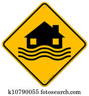Flood Disaster Yellow Sign Flood Disaster Yellow Sign