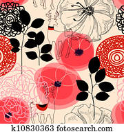 Flowers and deers seamless pattern Flowers and deers seamless pattern