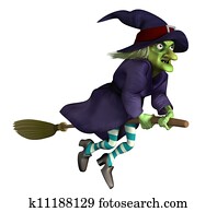 flying witch on a broom flying witch on a broom