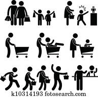 folk, familie shopping, shopper, omsætning