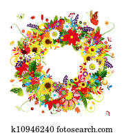 Four seasons, floral wreath for your design Four seasons, floral wreath for your design