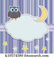 Frame with owl, moon and stars Frame with owl, moon and stars