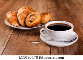 fresh coffee and croissant fresh coffee and croissant