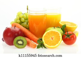 Fresh fruits, vegetables and juice