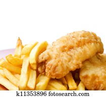 Fried Fish and Chips isolated on white