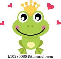 Frog cartoon prince isolated on white Frog cartoon prince isolated on white