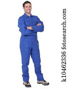Full length worker in a boiler suit