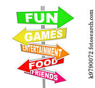 Fun Entertainment Activity Signs Pointing Directions Fun Entertainment Activity Signs Pointing Directions
