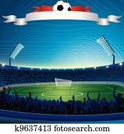 fundo, com, futebol, estádio