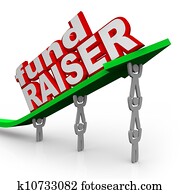 Fundraiser, pessoas, levantamento, seta, palavras, financie raiser