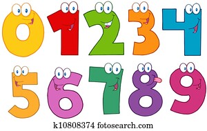 Funny Numbers Cartoon Characters