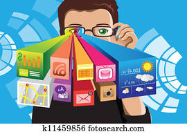 technology clipart information clip futuristic man vector illustration fotosearch future conceptual royalty illustrations posters computer eps computers search direction sign