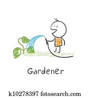 Gardener watering plants Gardener watering plants