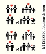 gay,, לסביט, זוגות, ו, משפחה, פיקחות